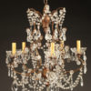 5 arm wood, iron and crystal chandelier A5577A