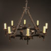 French iron chandelier with eight arms.