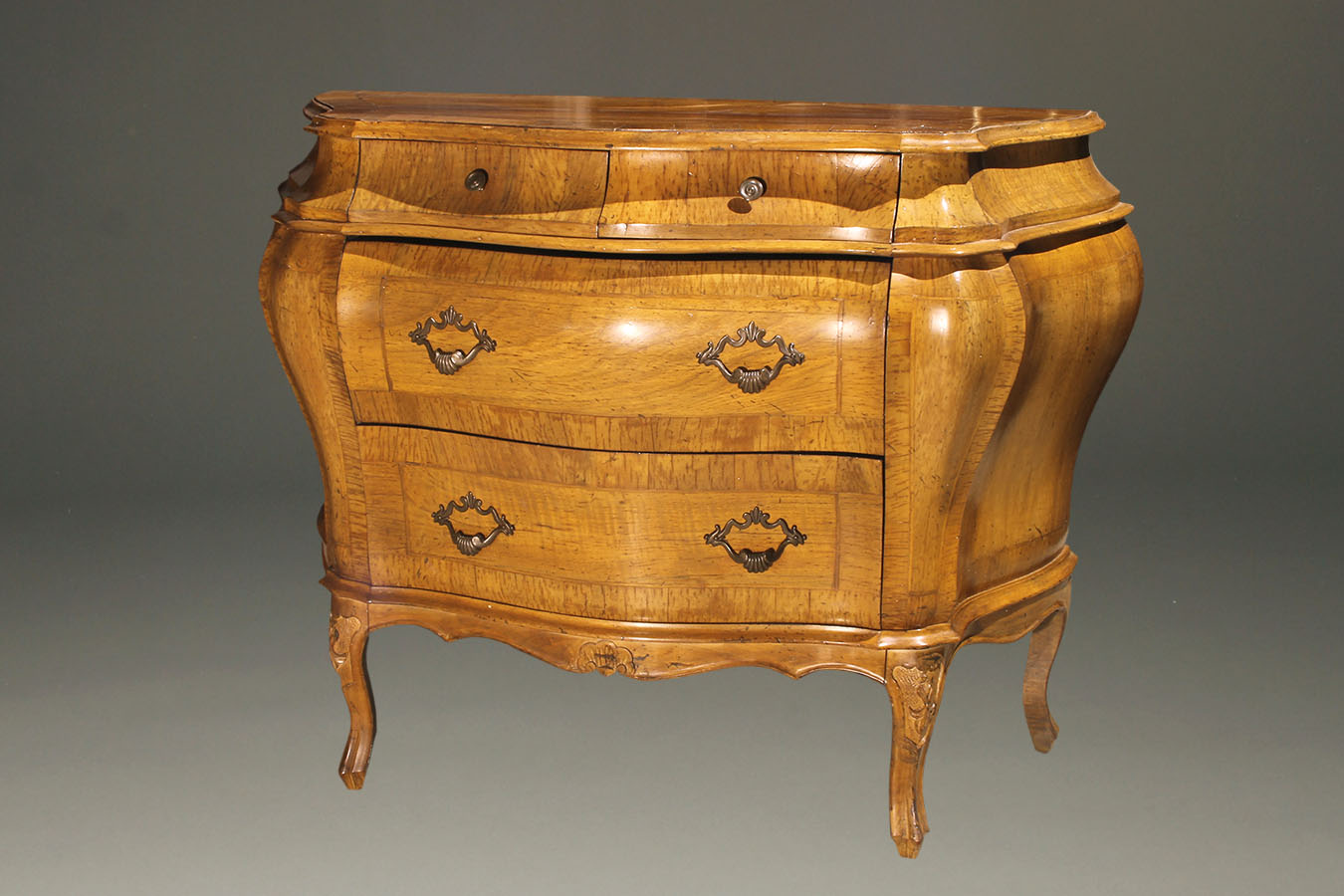 French Louis XV Style Bombe Commode/ Chest of Drawers 