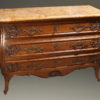 19th century French Louis XV style oak commode with marble top and bronze hardware, circa 1880.