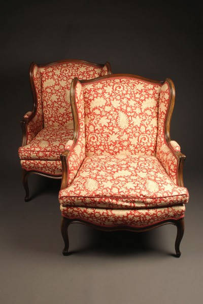 French Louis XV style wingback or wing chair