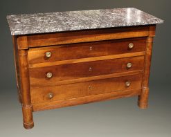 19th century French Empire commode in cherry with bronze pulls, circa 1870.