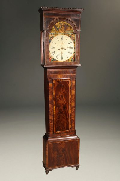 Early 19th century English tall case clock with Mary,Queen of Scots themed dial