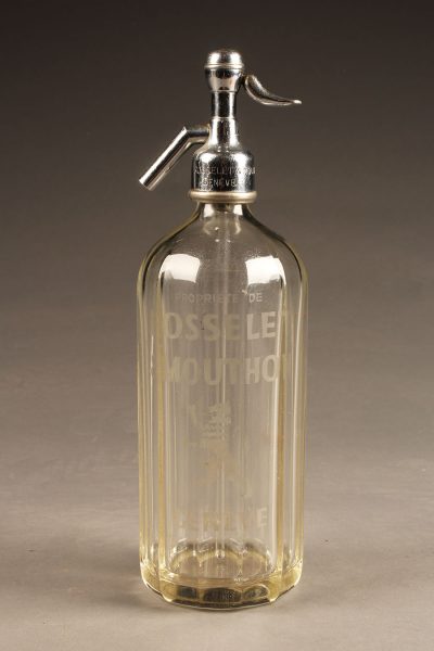 Clear seltzer water bottle from France, circa 1930's