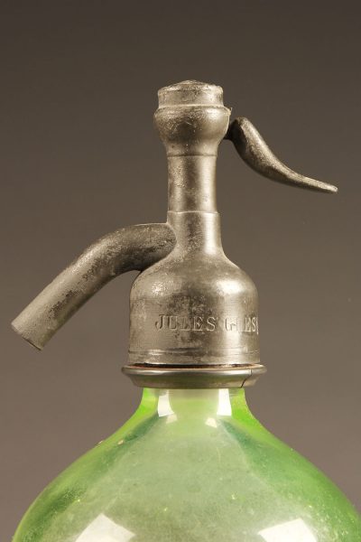 Beautifully etched light green seltzer water bottle circa 1930's.