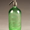 Green seltzer water bottle with etched design from France, circa 1920's.