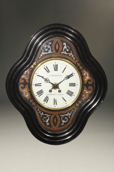 Late 19th century French Morez picture frame clock with mother of pearl details