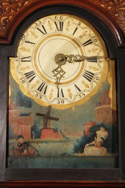 Late 18th century Dutch Frisian Staartklok with hand painted animated dial