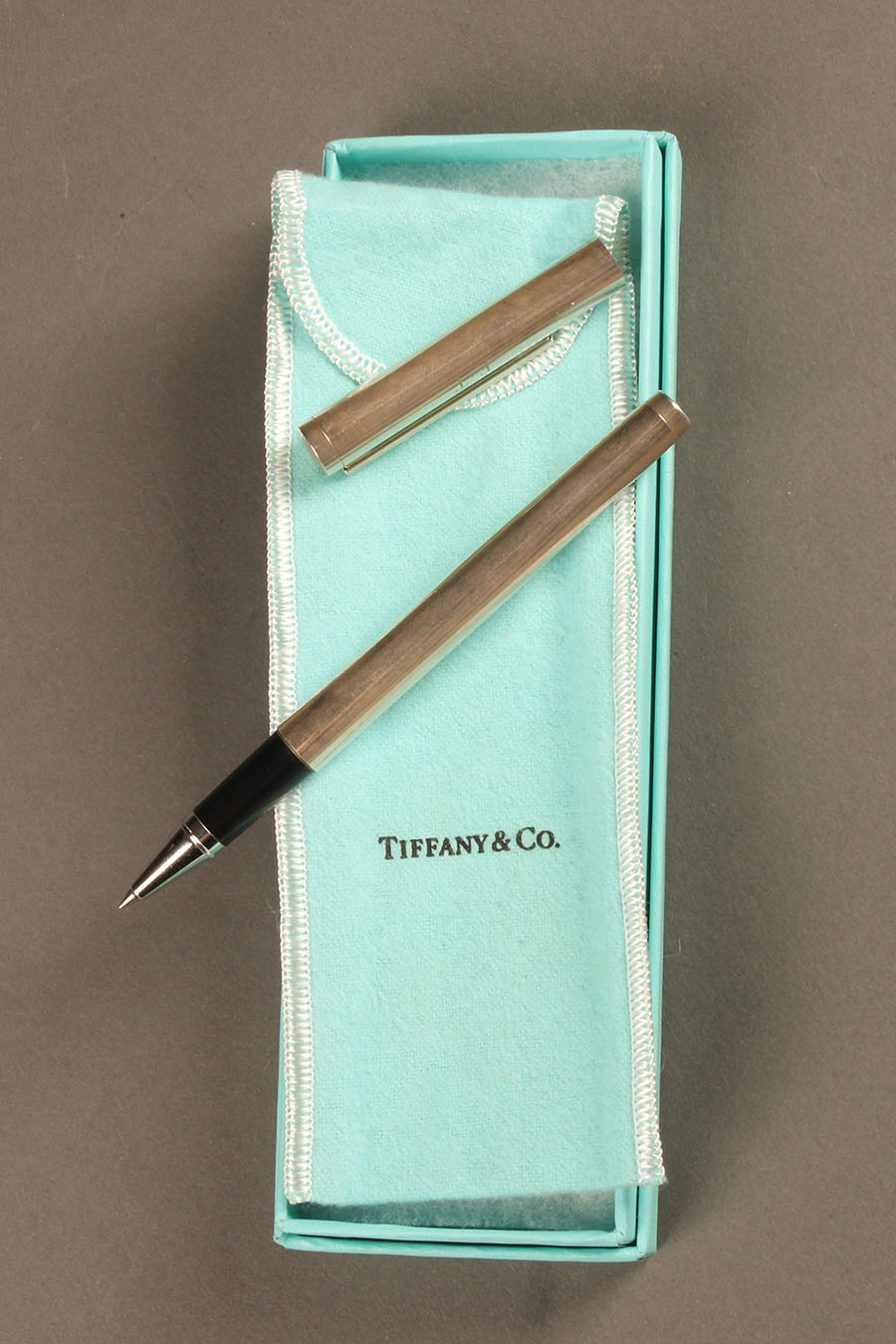 Tiffany & Co. sterling silver pen in original box and felt pouch