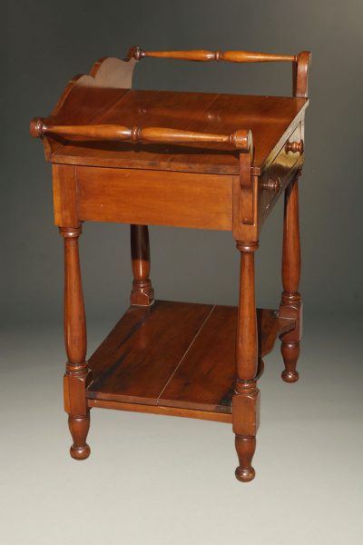 Beautiful cherry American Victorian era wash stand with drawer and towel bars, circa 1870.