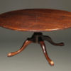 18th century style custom 66" round English pedestal table made from resawn cherry timbers.