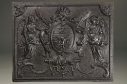 Very nice 17th century styled custom French fireback with coat of arms and angels design.