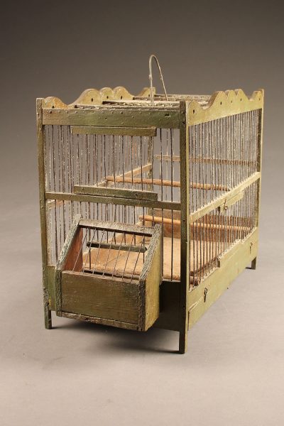 Late 19th century French finch cage with original paint, circa 1890