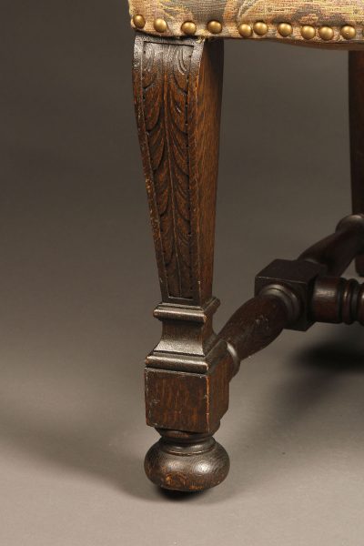 Pair of Belgian hand carved oak arm chairs, circa 1870.