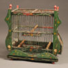 Very nice French finch cage hand painted to resemble a Gypsy's cart or wagon