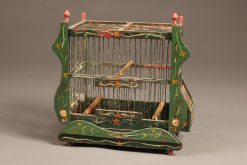 Very nice French finch cage hand painted to resemble a Gypsy's cart or wagon
