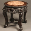 19th century Chinese table in hand carved teak with inset marble top