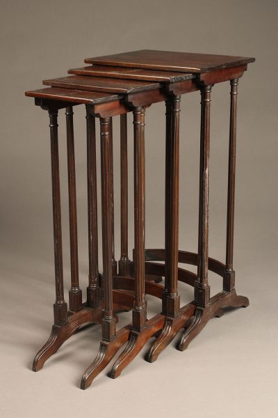 Very nice set of English nesting tables in solid mahogany