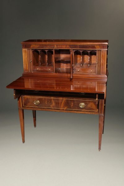 Mahogany Colonial Revival styled ladies writing desk with tambour doors