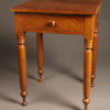 Very nice late 19th century cherry stand table with drawer and turned legs