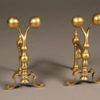 Very nice diminutive pair of English andirons in solid brass