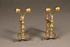 Very nice diminutive pair of English andirons in solid brass