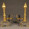 Very ornate pair of bronze beehive pattern English andirons