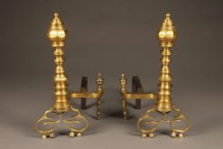 Very ornate pair of bronze beehive pattern English andirons