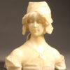 Late 19th century hand carved bust of a beautiful young woman in alabaster