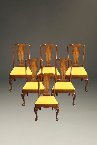 Very nice set of six late 19th century Queen Anne style side chairs with nicely detailed legs