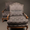 Nice pair of custom oversized arm chairs in the French Louis XV style.