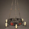 Late 19th century hand wrought French chandelier with 6 arms and family crests