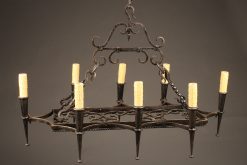 Late 19th century rectangular French 8 arm iron chandelier,