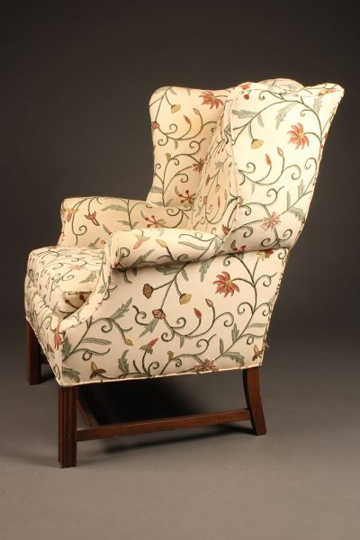 Chippendale style wingback armchair with marlborough legs