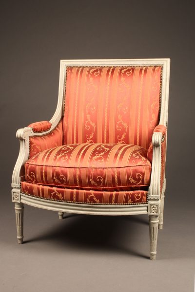 French Louis XVI styled painted bergère chair, circa 1920's