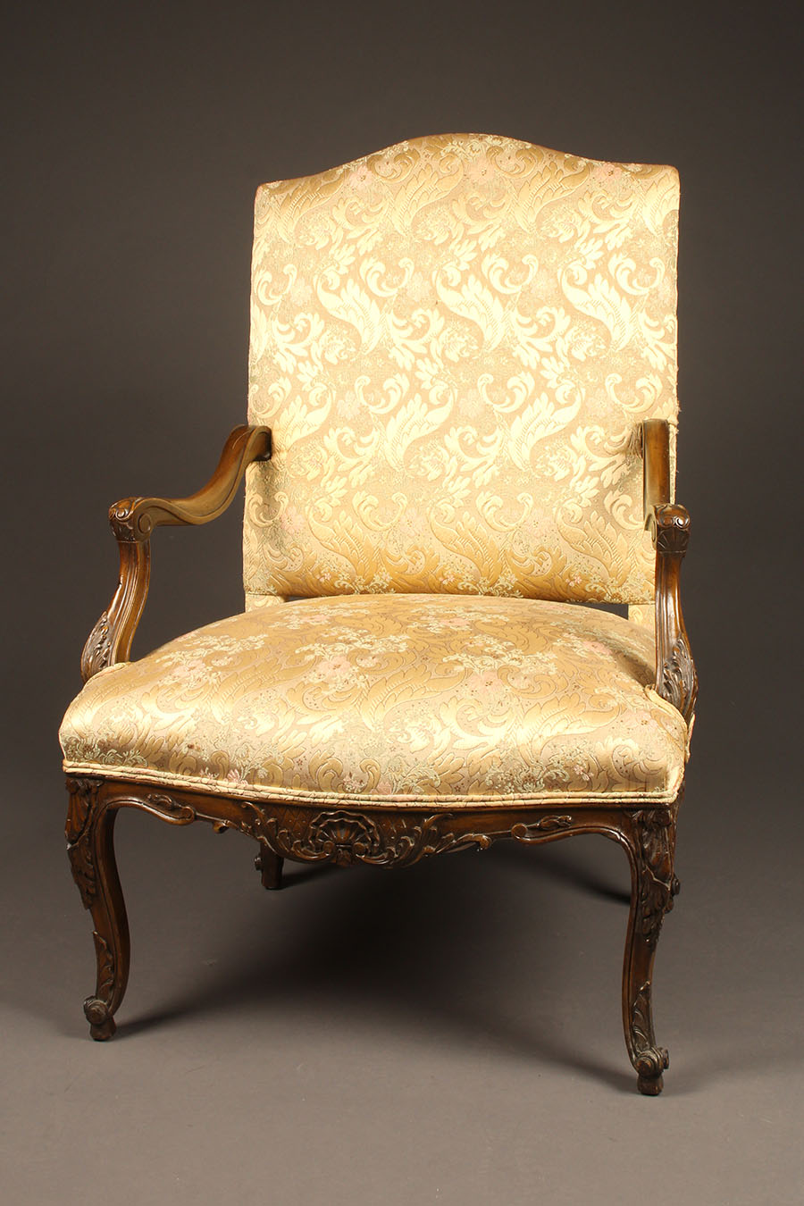 French Louis XV style carved walnut upholstered arm chair - Mary Kay's  Furniture