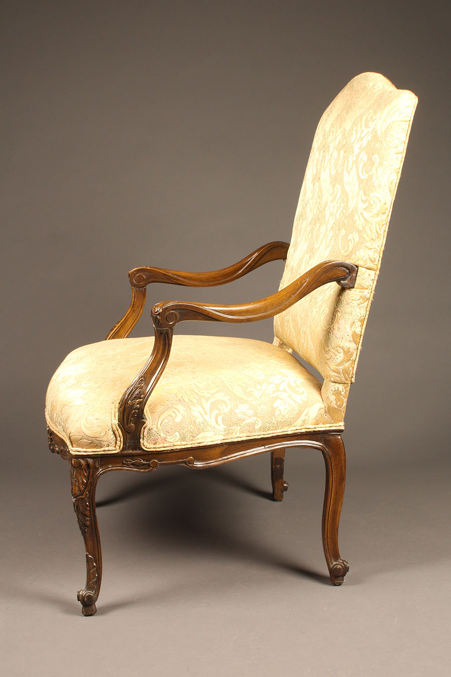 French Louis XV style carved walnut upholstered arm chair - Mary Kay's  Furniture