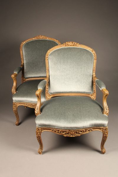 Wonderful pair of French Louis XV bergère chairs