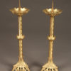 19th century French pair of Gothic styled brass candelabras