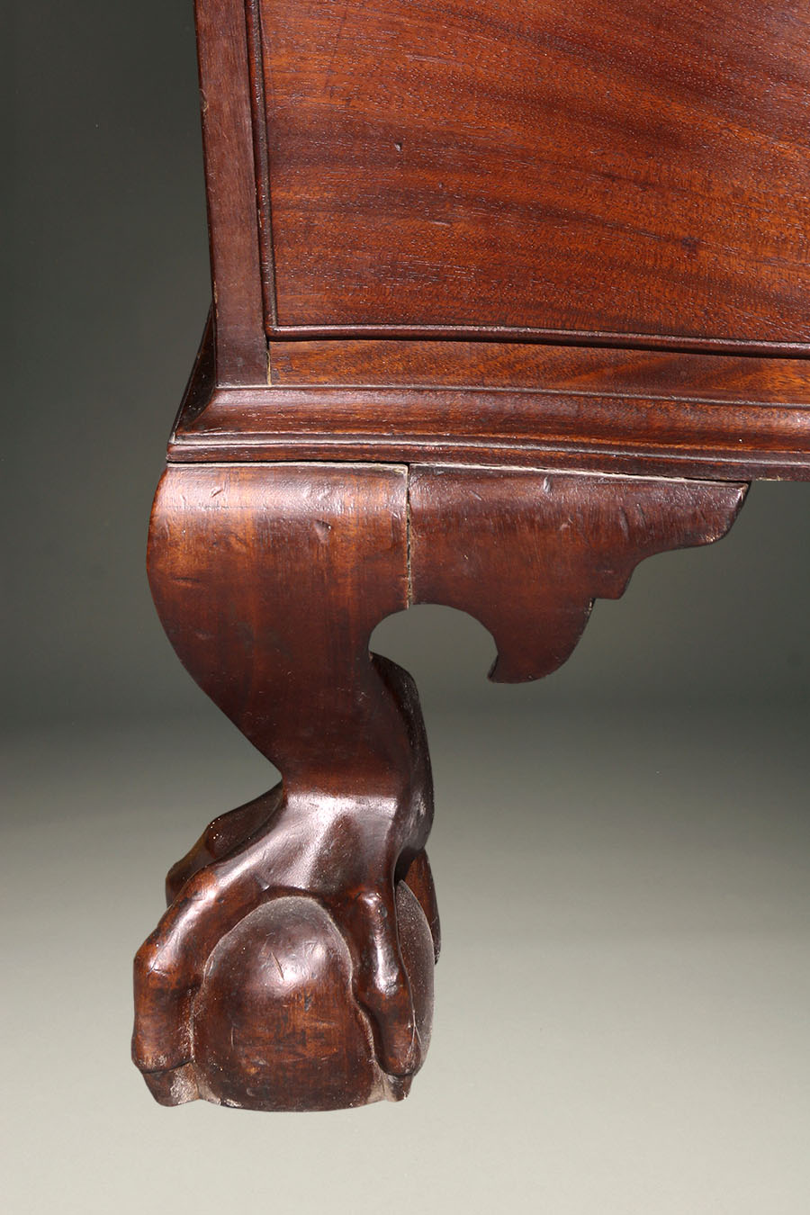 Antique Chippendale Style Mahogany Secretary With Ball And Claw Feet