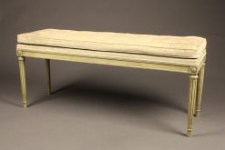 Louis XVI style polychromed bench with pad.