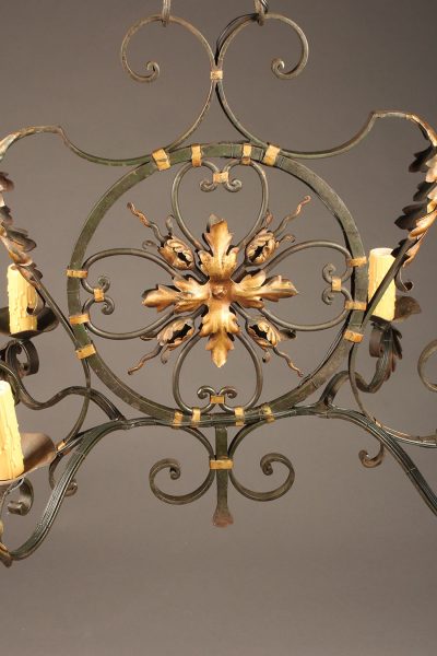 19th century French iron 6 light chandelier