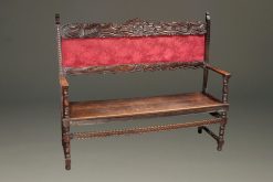 Late 19th century Italian entry hall bench with arms