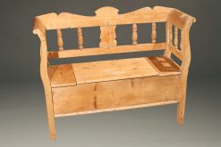 Swedish pine bench with arms and storage