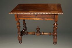 Early 19th century French Louis XIV style country walnut work table with drawer