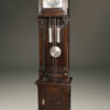 Oak German tall case clock with "open well"