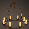 Late 19th century French wrought iron chandelier with 8 lights