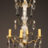 Late 19th century French 4 arm bronze and crystal chandelier