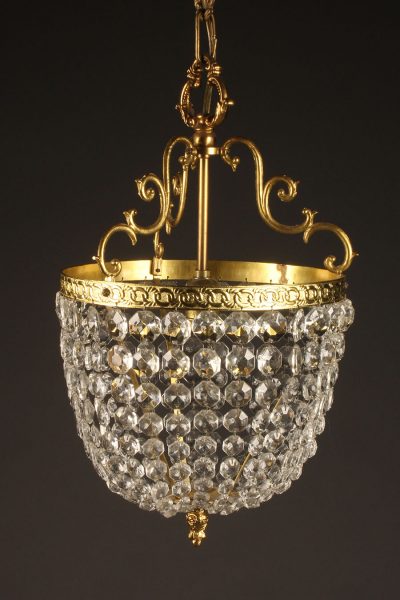Bronze and crystal French hall light