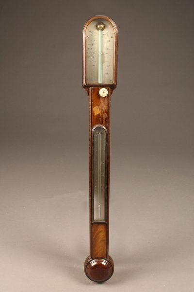 Mid 19th century English barometer/thermometer in mahogany signed "Bithray, Royal Exchange, London"